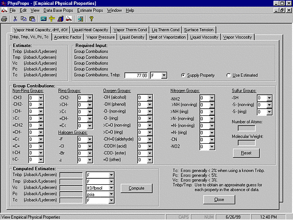 PhysProps Estimate Properties Module