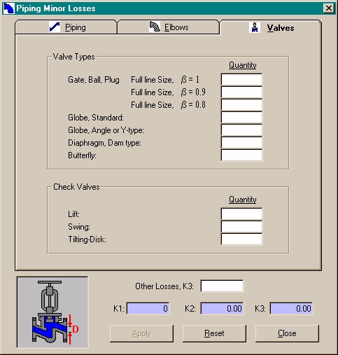 PipeDrop K-Factor Calculation Screen Shot