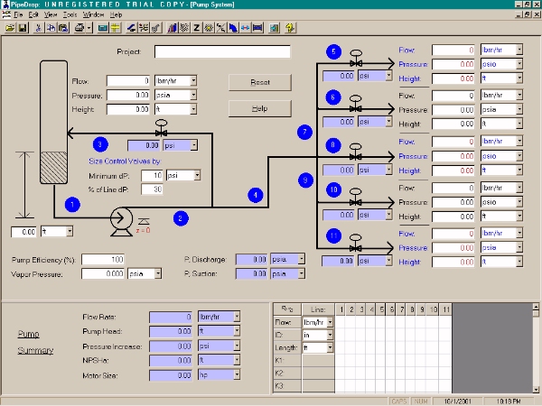 PipeDrop Pump Network Calculation Screen Shot